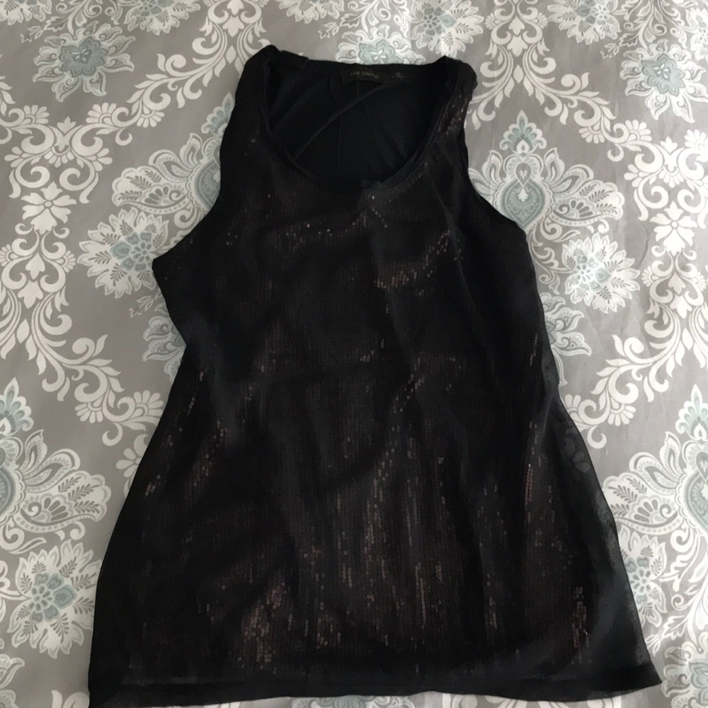 Black tank, copper sequins underneath top layer